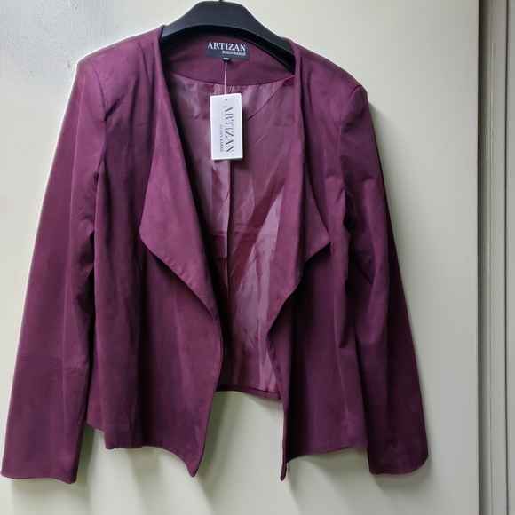 Womens Burgandy Lapel  Long Sleeve Jacket - Picture 1 of 5